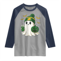 Halloween Packers Ghost Raglan Shirt Pumpkin Ghost Costume Cheesehead - Wonder Print Shop
