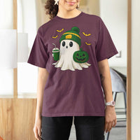 Halloween Packers Ghost T Shirt For Women Pumpkin Ghost Costume Cheesehead - Wonder Print Shop