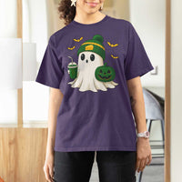 Halloween Packers Ghost T Shirt For Women Pumpkin Ghost Costume Cheesehead - Wonder Print Shop