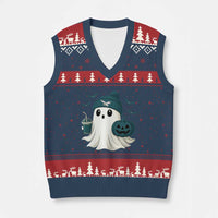 Philadelphia Ghost Halloween V-Neck Knit Sweater Vest Retro Halloween Costume Philadelphia Fan - Wonder Print Shop