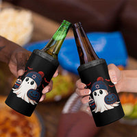 Ghost Halloween 4 in 1 Can Cooler Tumbler Retro Patriots Halloween Costume - Wonder Print Shop