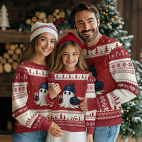 Ghost Halloween Ugly Christmas Sweater Retro Patriots Halloween Costume - Wonder Print Shop