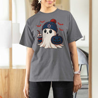 Ghost Halloween T Shirt For Women Retro Patriots Halloween Costume - Wonder Print Shop