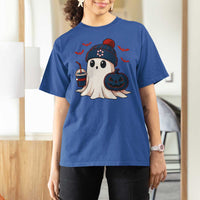Ghost Halloween T Shirt For Women Retro Patriots Halloween Costume - Wonder Print Shop