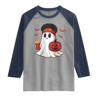 Halloween Chiefs Ghost Raglan Shirt Pumpkin Ghost Costume - Wonder Print Shop