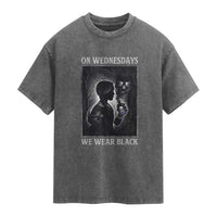 On Wednesdays We Wear Black Washed Cotton T-Shirt Tarot Card Goth Halloween