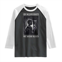 On Wednesdays We Wear Black Raglan Shirt Tarot Card Goth Halloween - Wonder Print Shop