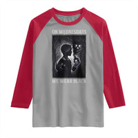 On Wednesdays We Wear Black Raglan Shirt Tarot Card Goth Halloween - Wonder Print Shop