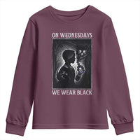 On Wednesdays We Wear Black Youth Sweatshirt Tarot Card Goth Halloween - Wonder Print Shop
