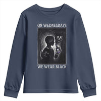 On Wednesdays We Wear Black Youth Sweatshirt Tarot Card Goth Halloween - Wonder Print Shop