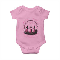 In October We Wear Pink Witches Baby Onesie Spooky Breast Cancer Witch Halloween Pink Ribbon - Wonder Print Shop