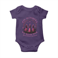 In October We Wear Pink Witches Baby Onesie Spooky Breast Cancer Witch Halloween Pink Ribbon - Wonder Print Shop