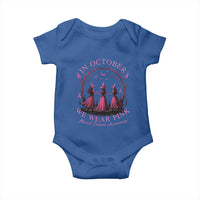 In October We Wear Pink Witches Baby Onesie Spooky Breast Cancer Witch Halloween Pink Ribbon - Wonder Print Shop