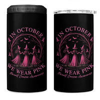 In October We Wear Pink Witches 4 in 1 Can Cooler Tumbler Spooky Breast Cancer Witch Halloween Pink Ribbon - Wonder Print Shop