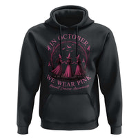 In October We Wear Pink Witches Hoodie Spooky Breast Cancer Witch Halloween Pink Ribbon - Wonder Print Shop