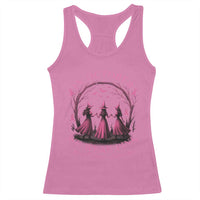 In October We Wear Pink Witches Racerback Tank Top Spooky Breast Cancer Witch Halloween Pink Ribbon - Wonder Print Shop