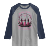 In October We Wear Pink Witches Raglan Shirt Spooky Breast Cancer Witch Halloween Pink Ribbon - Wonder Print Shop