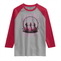In October We Wear Pink Witches Raglan Shirt Spooky Breast Cancer Witch Halloween Pink Ribbon - Wonder Print Shop