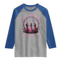 In October We Wear Pink Witches Raglan Shirt Spooky Breast Cancer Witch Halloween Pink Ribbon - Wonder Print Shop