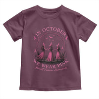 In October We Wear Pink Witches Toddler T Shirt Spooky Breast Cancer Witch Halloween Pink Ribbon - Wonder Print Shop