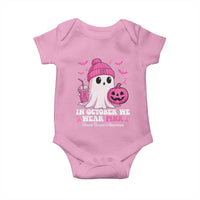 In October We Wear Pink Ghost Baby Onesie Halloween Breast Cancer Pink Ribbon Pumpkin - Wonder Print Shop