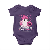 In October We Wear Pink Ghost Baby Onesie Halloween Breast Cancer Pink Ribbon Pumpkin - Wonder Print Shop