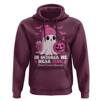 In October We Wear Pink Ghost Hoodie Halloween Breast Cancer Pink Ribbon Pumpkin - Wonder Print Shop