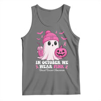 In October We Wear Pink Ghost Tank Top Halloween Breast Cancer Pink Ribbon Pumpkin - Wonder Print Shop