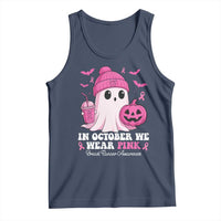 In October We Wear Pink Ghost Tank Top Halloween Breast Cancer Pink Ribbon Pumpkin - Wonder Print Shop