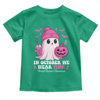 In October We Wear Pink Ghost Toddler T Shirt Halloween Breast Cancer Pink Ribbon Pumpkin - Wonder Print Shop