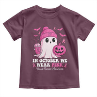 In October We Wear Pink Ghost Toddler T Shirt Halloween Breast Cancer Pink Ribbon Pumpkin - Wonder Print Shop