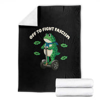 Portland Frog Throw Blanket Off to Fight Fascism Inflatable Costume Protest - Wonder Print Shop