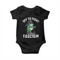 Portland Frog Resist Protest Baby Onesie Off to Fight Fascism Frog Scooter - Wonder Print Shop