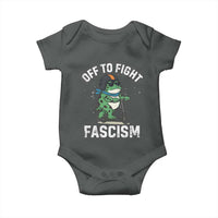 Portland Frog Resist Protest Baby Onesie Off to Fight Fascism Frog Scooter - Wonder Print Shop