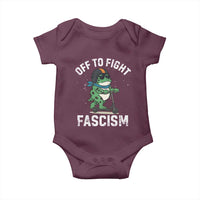 Portland Frog Resist Protest Baby Onesie Off to Fight Fascism Frog Scooter - Wonder Print Shop
