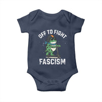 Portland Frog Resist Protest Baby Onesie Off to Fight Fascism Frog Scooter - Wonder Print Shop