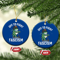 Portland Frog Resist Protest Ceramic Ornament Off to Fight Fascism Frog Scooter - Wonder Print Shop