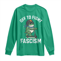 Portland Frog Resist Protest Long Sleeve Shirt Off to Fight Fascism Frog Scooter - Wonder Print Shop