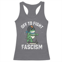 Portland Frog Resist Protest Racerback Tank Top Off to Fight Fascism Frog Scooter - Wonder Print Shop