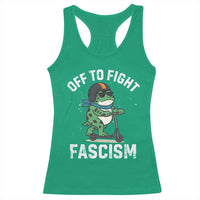 Portland Frog Resist Protest Racerback Tank Top Off to Fight Fascism Frog Scooter - Wonder Print Shop
