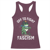 Portland Frog Resist Protest Racerback Tank Top Off to Fight Fascism Frog Scooter - Wonder Print Shop