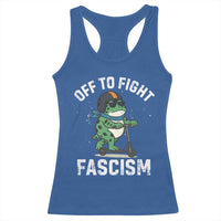 Portland Frog Resist Protest Racerback Tank Top Off to Fight Fascism Frog Scooter - Wonder Print Shop