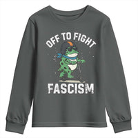 Portland Frog Resist Protest Youth Sweatshirt Off to Fight Fascism Frog Scooter - Wonder Print Shop