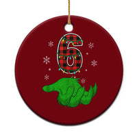 Number 6 Matching 67 Christmas Ceramic Ornament Red Plaid Xmas Pajamas Holiday Gen Alpha Slang Meme - Wonder Print Shop