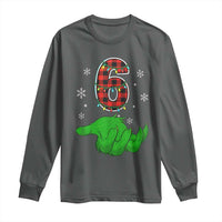 Number 6 Matching 67 Christmas Long Sleeve Shirt Red Plaid Xmas Pajamas Holiday Gen Alpha Slang Meme - Wonder Print Shop