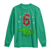 Number 6 Matching 67 Christmas Long Sleeve Shirt Red Plaid Xmas Pajamas Holiday Gen Alpha Slang Meme - Wonder Print Shop