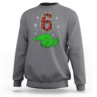 Number 6 Matching 67 Christmas Sweatshirt Red Plaid Xmas Pajamas Holiday Gen Alpha Slang Meme - Wonder Print Shop