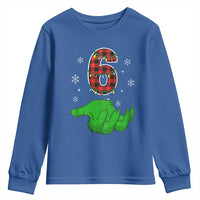 Number 6 Matching 67 Christmas Youth Sweatshirt Red Plaid Xmas Pajamas Holiday Gen Alpha Slang Meme - Wonder Print Shop