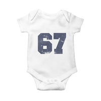 Number 67 Baby Onesie Numbered Uniform Sports Jersey Team 67th Birthday - Wonder Print Shop
