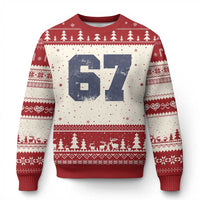 Number 67 Ugly Christmas Sweater Numbered Uniform Sports Jersey Team 67th Birthday - Wonder Print Shop